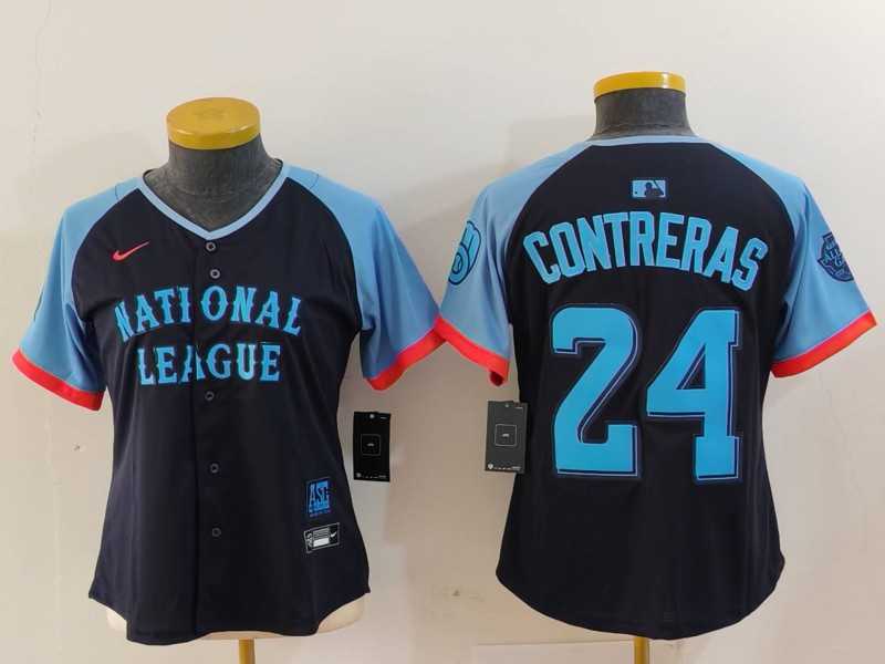 Womens Milwaukee Brewers #24 William Contreras Navy 2024 All Star Limited Stitched Jersey